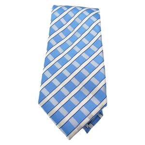 Geoffrey Beene Mens Tie Geometric Silk Blend Business Blue White NWOT 59"